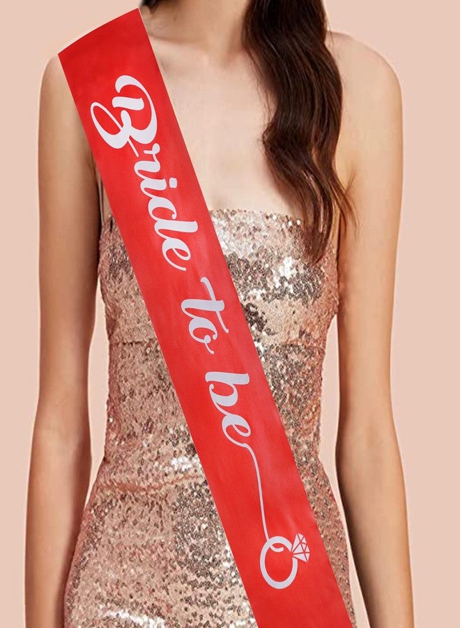 Decofy Bride to Be Decoration Set - Red Bride to Be Sash | Crow Tiara For Bridal Shower Party | Spinsters Party (Small Red) - Image 2